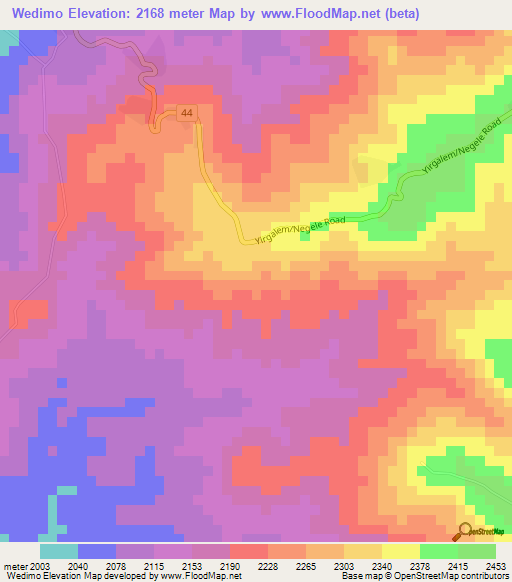 Wedimo,Ethiopia Elevation Map
