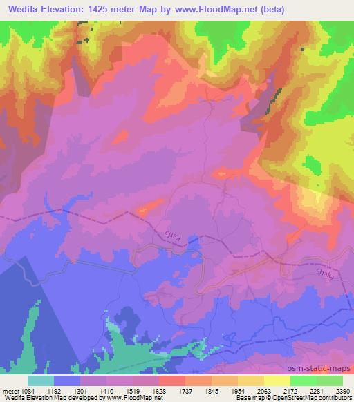 Wedifa,Ethiopia Elevation Map