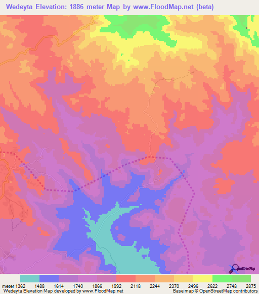 Wedeyta,Ethiopia Elevation Map