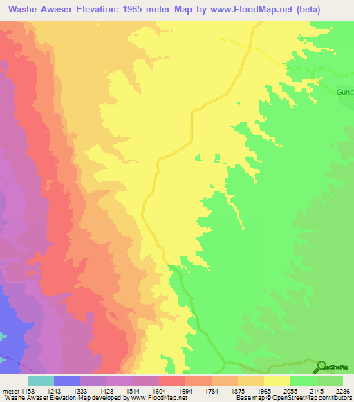 Washe Awaser,Ethiopia Elevation Map