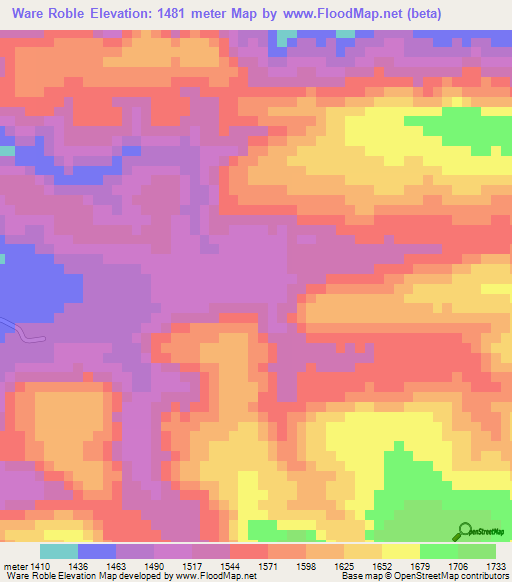 Ware Roble,Ethiopia Elevation Map