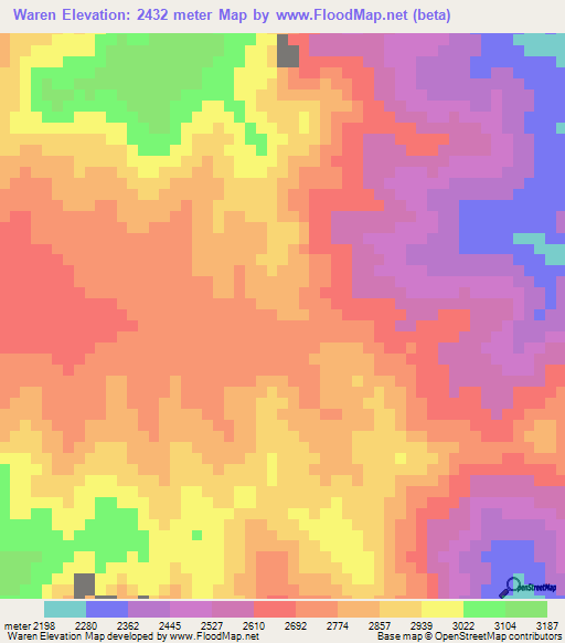 Waren,Ethiopia Elevation Map