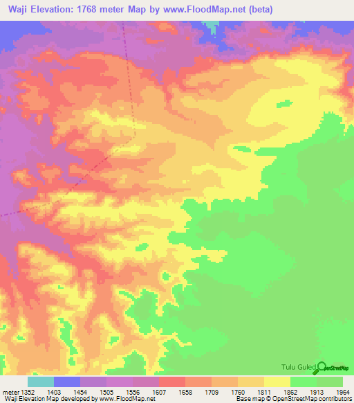 Waji,Ethiopia Elevation Map