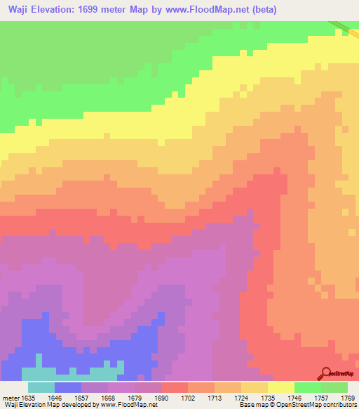 Waji,Ethiopia Elevation Map