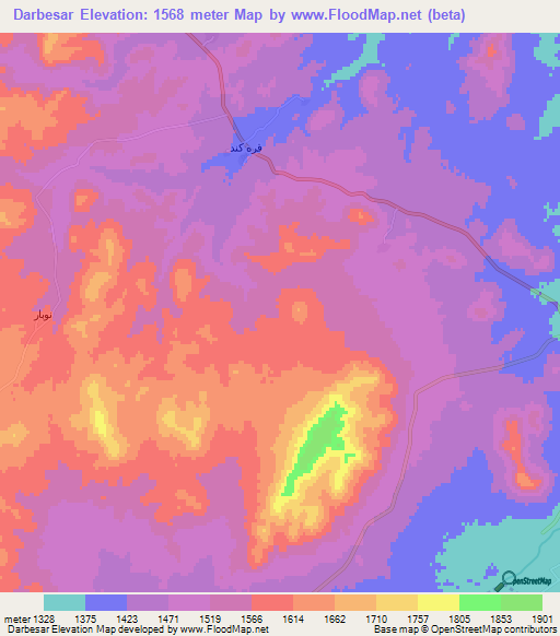 Darbesar,Iran Elevation Map