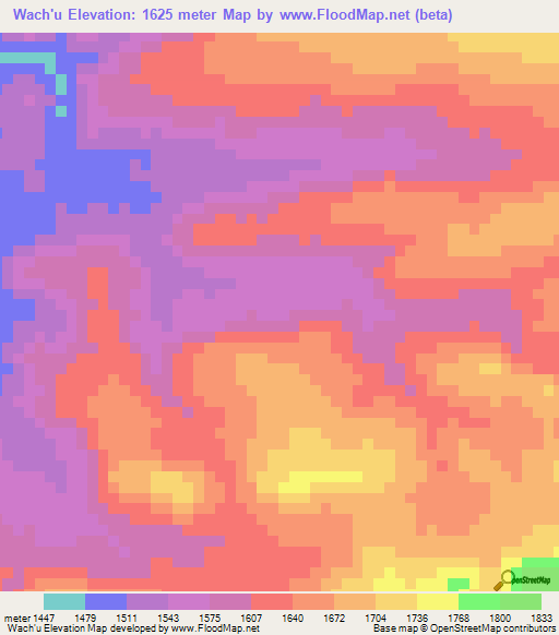 Wach'u,Ethiopia Elevation Map