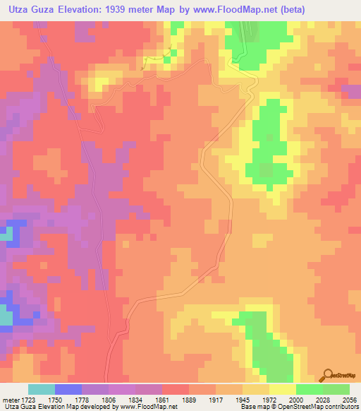 Utza Guza,Ethiopia Elevation Map