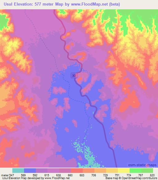 Usul,Ethiopia Elevation Map