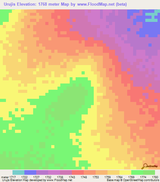 Urujis,Ethiopia Elevation Map