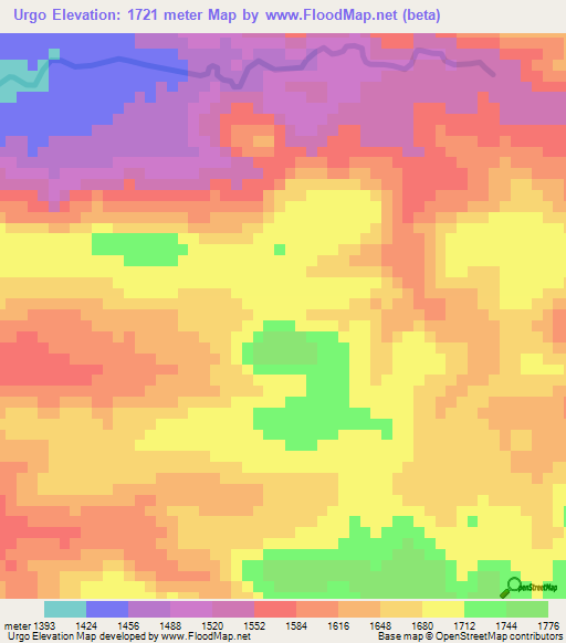 Urgo,Ethiopia Elevation Map