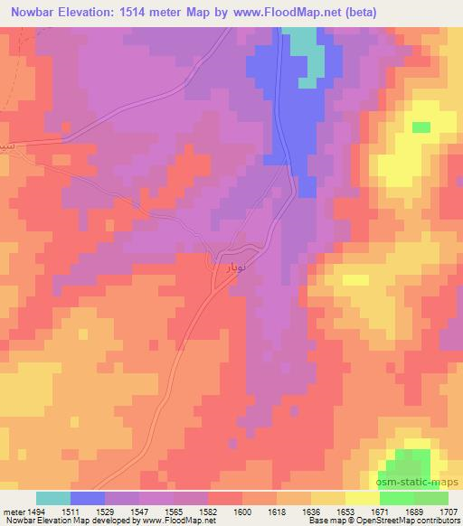 Nowbar,Iran Elevation Map