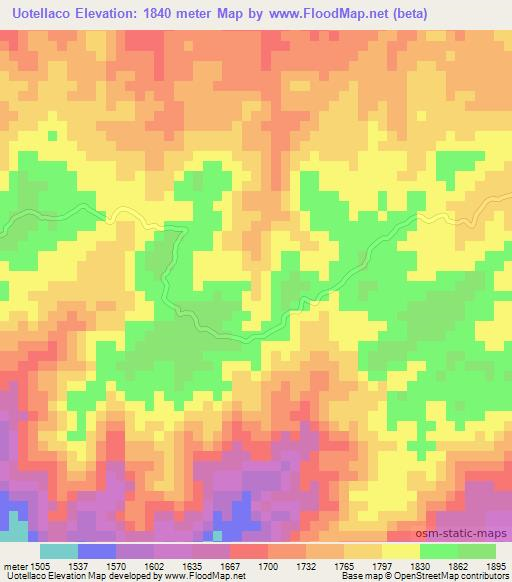 Uotellaco,Ethiopia Elevation Map