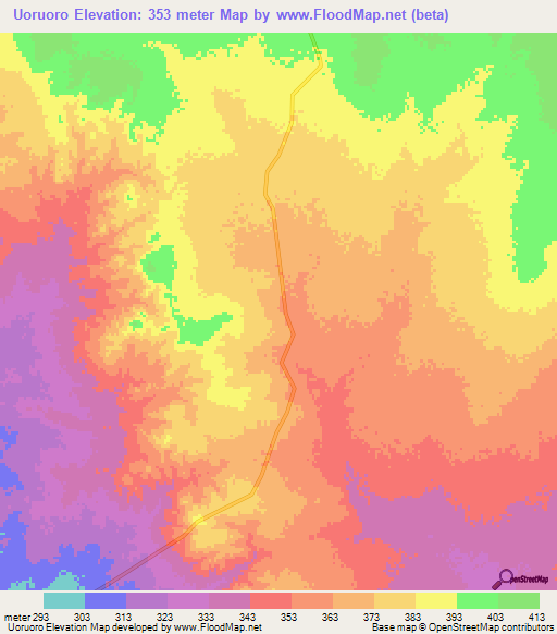 Uoruoro,Ethiopia Elevation Map