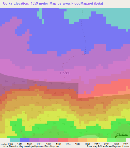 Uorka,Ethiopia Elevation Map