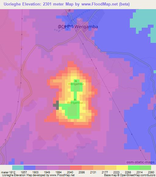 Uorieghe,Ethiopia Elevation Map