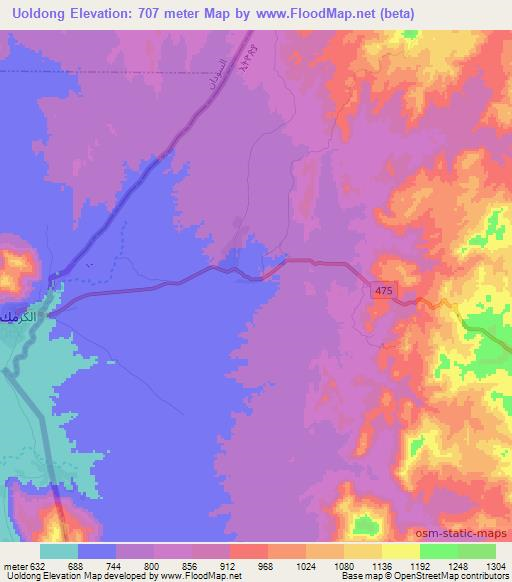 Uoldong,Ethiopia Elevation Map