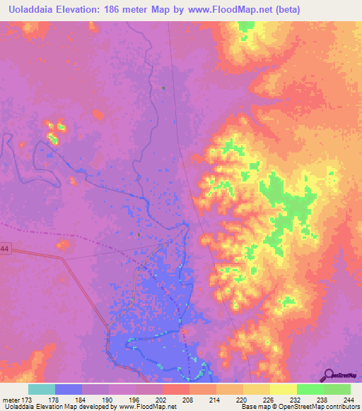 Uoladdaia,Ethiopia Elevation Map