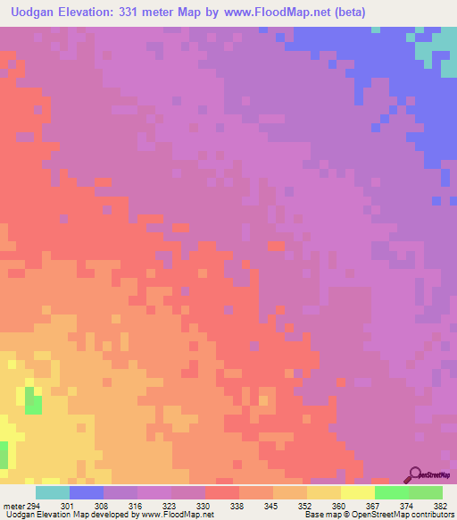 Uodgan,Eritrea Elevation Map