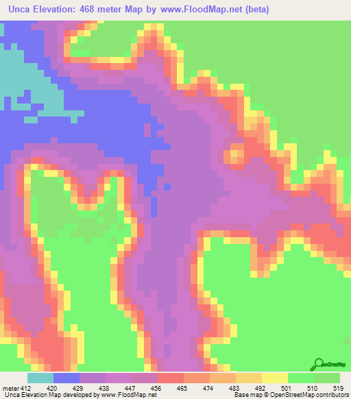 Unca,Ethiopia Elevation Map