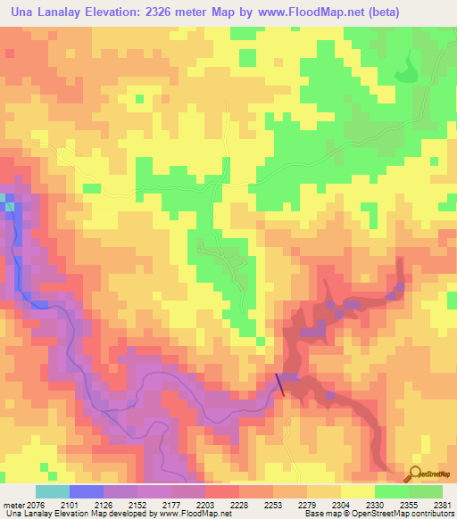 Una Lanalay,Eritrea Elevation Map
