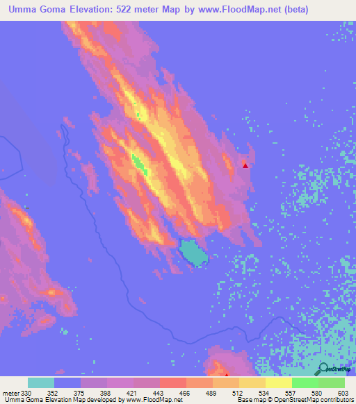 Umma Goma,Ethiopia Elevation Map
