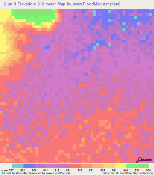 Uluulli,Ethiopia Elevation Map