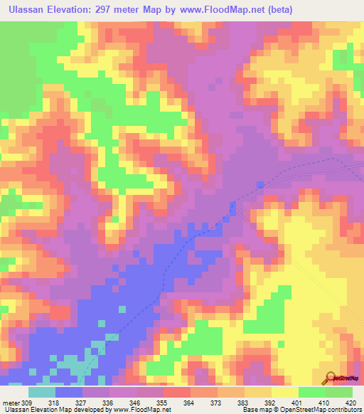 Ulassan,Ethiopia Elevation Map