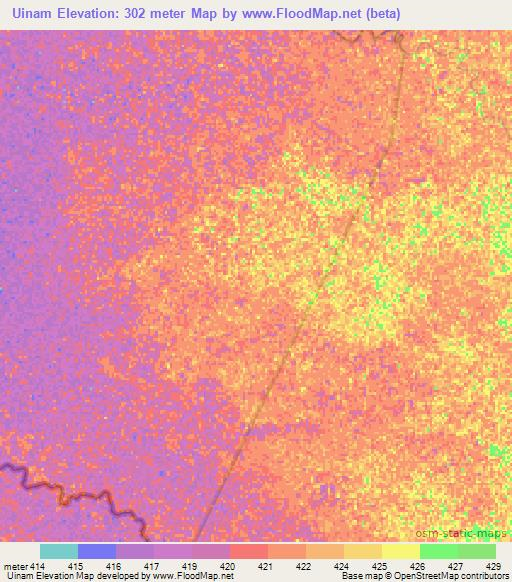 Uinam,Ethiopia Elevation Map