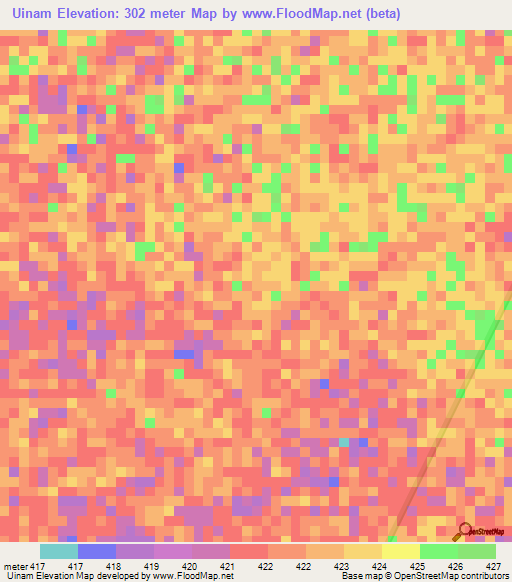 Uinam,Ethiopia Elevation Map