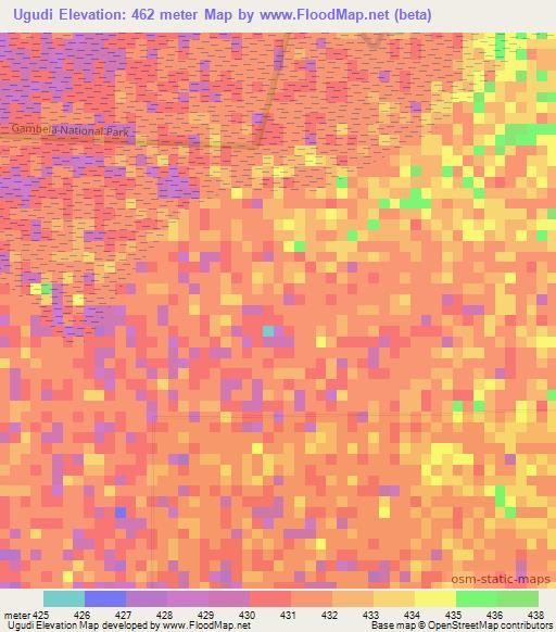 Ugudi,Ethiopia Elevation Map