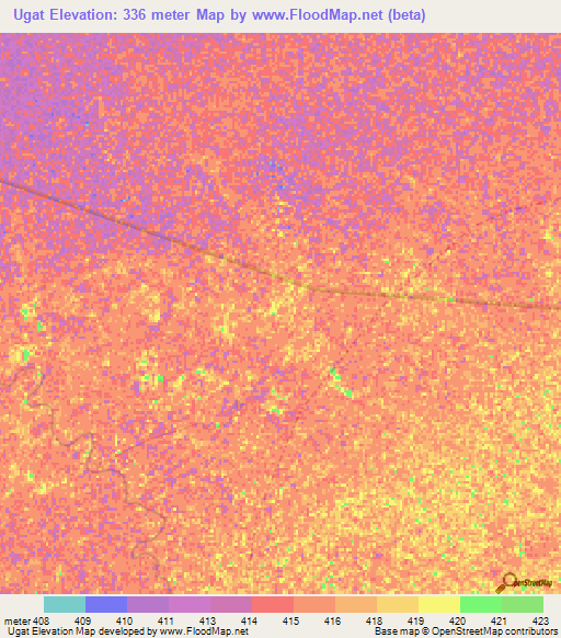 Ugat,Ethiopia Elevation Map