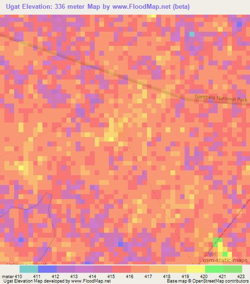 Ugat,Ethiopia Elevation Map