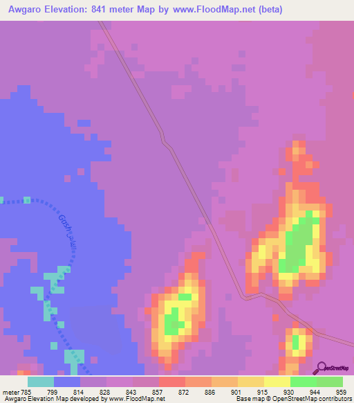 Awgaro,Eritrea Elevation Map