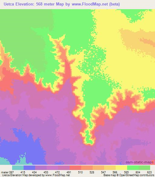 Uetca,Ethiopia Elevation Map