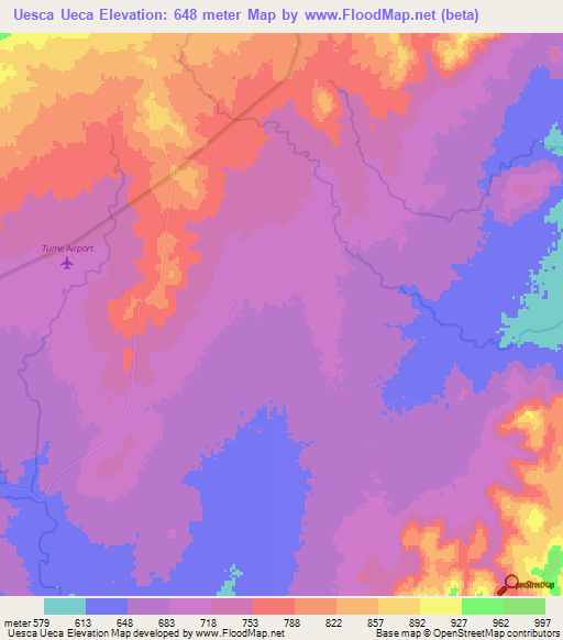 Uesca Ueca,Ethiopia Elevation Map