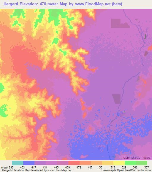 Uergarti,Ethiopia Elevation Map