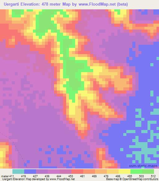 Uergarti,Ethiopia Elevation Map