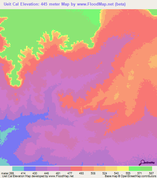Ueit Cal,Ethiopia Elevation Map