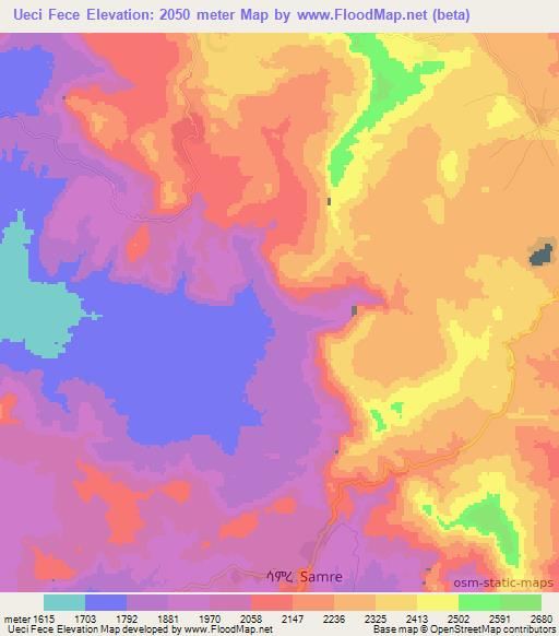 Ueci Fece,Ethiopia Elevation Map