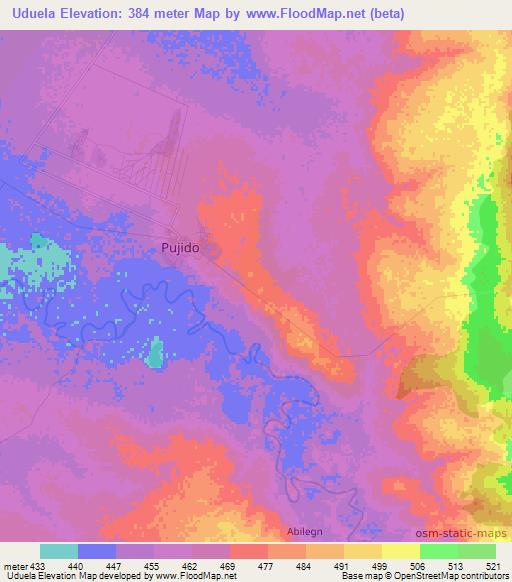 Uduela,Ethiopia Elevation Map