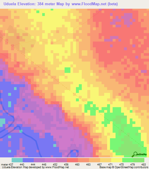 Uduela,Ethiopia Elevation Map