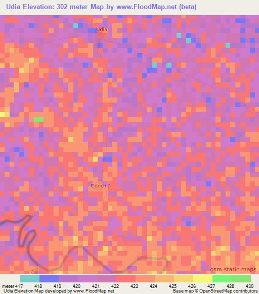 Udia,Ethiopia Elevation Map