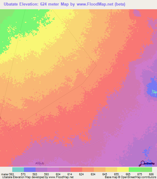 Ubatate,Ethiopia Elevation Map