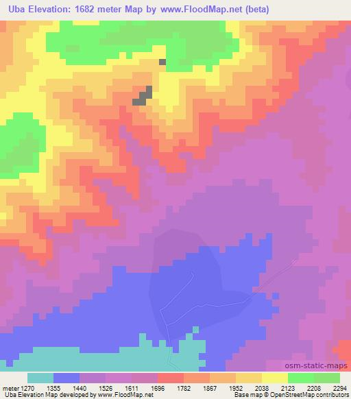 Uba,Ethiopia Elevation Map