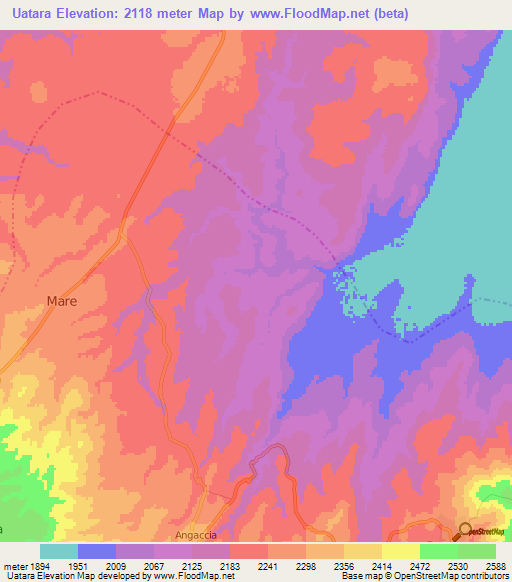 Uatara,Ethiopia Elevation Map