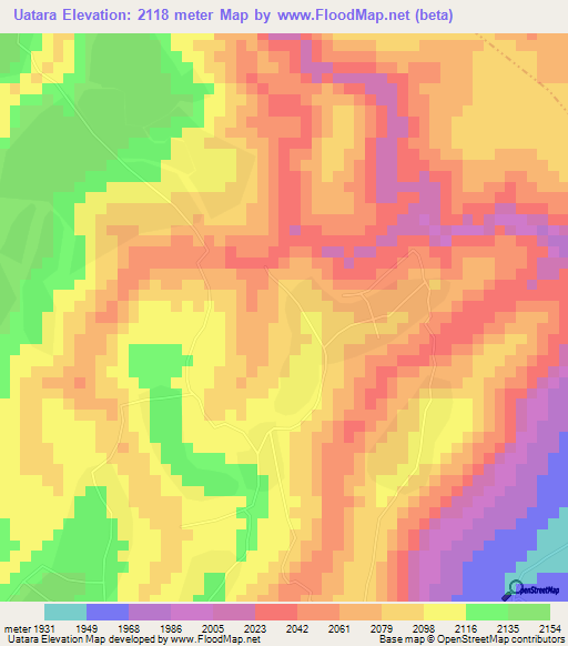 Uatara,Ethiopia Elevation Map
