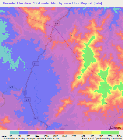 Uasentet,Eritrea Elevation Map