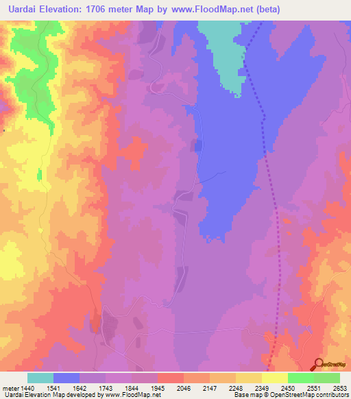 Uardai,Ethiopia Elevation Map