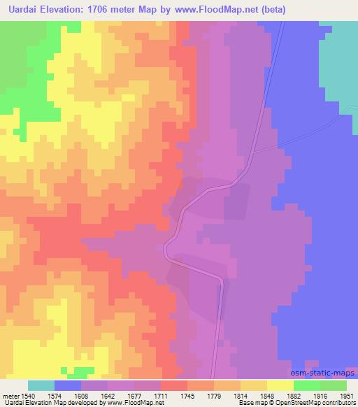 Uardai,Ethiopia Elevation Map