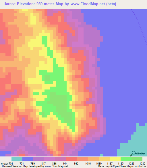 Uarase,Ethiopia Elevation Map